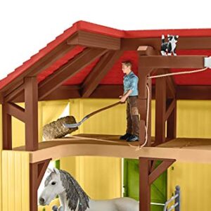 Schleich Farm World, 30-Piece Playset, Farm Toys and Farm Animals for Kids Ages 3-8, Horse Stable 10.5 x 49 x 34.5 cm