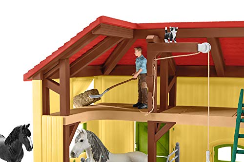 Schleich Farm World, 30-Piece Playset, Farm Toys and Farm Animals for Kids Ages 3-8, Horse Stable 10.5 x 49 x 34.5 cm