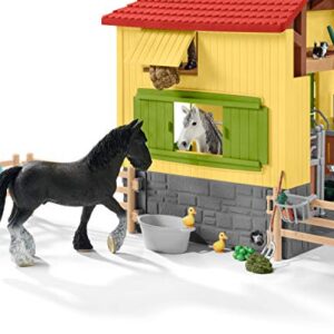 Schleich Farm World, 30-Piece Playset, Farm Toys and Farm Animals for Kids Ages 3-8, Horse Stable 10.5 x 49 x 34.5 cm