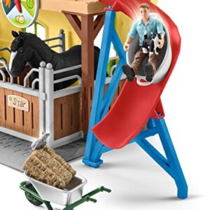 Schleich Farm World, 30-Piece Playset, Farm Toys and Farm Animals for Kids Ages 3-8, Horse Stable 10.5 x 49 x 34.5 cm