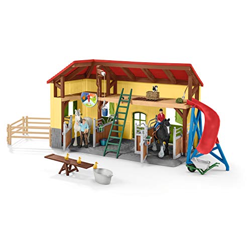 Schleich Farm World, 30-Piece Playset, Farm Toys and Farm Animals for Kids Ages 3-8, Horse Stable 10.5 x 49 x 34.5 cm