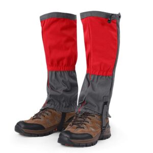 tbest 1 pair unisex snow leg gaiters outdoor waterproof sports boots gaiters hiking walking climbing hunting cycling leggings cover for adult(red) boot gaiters for men goretex gaiters