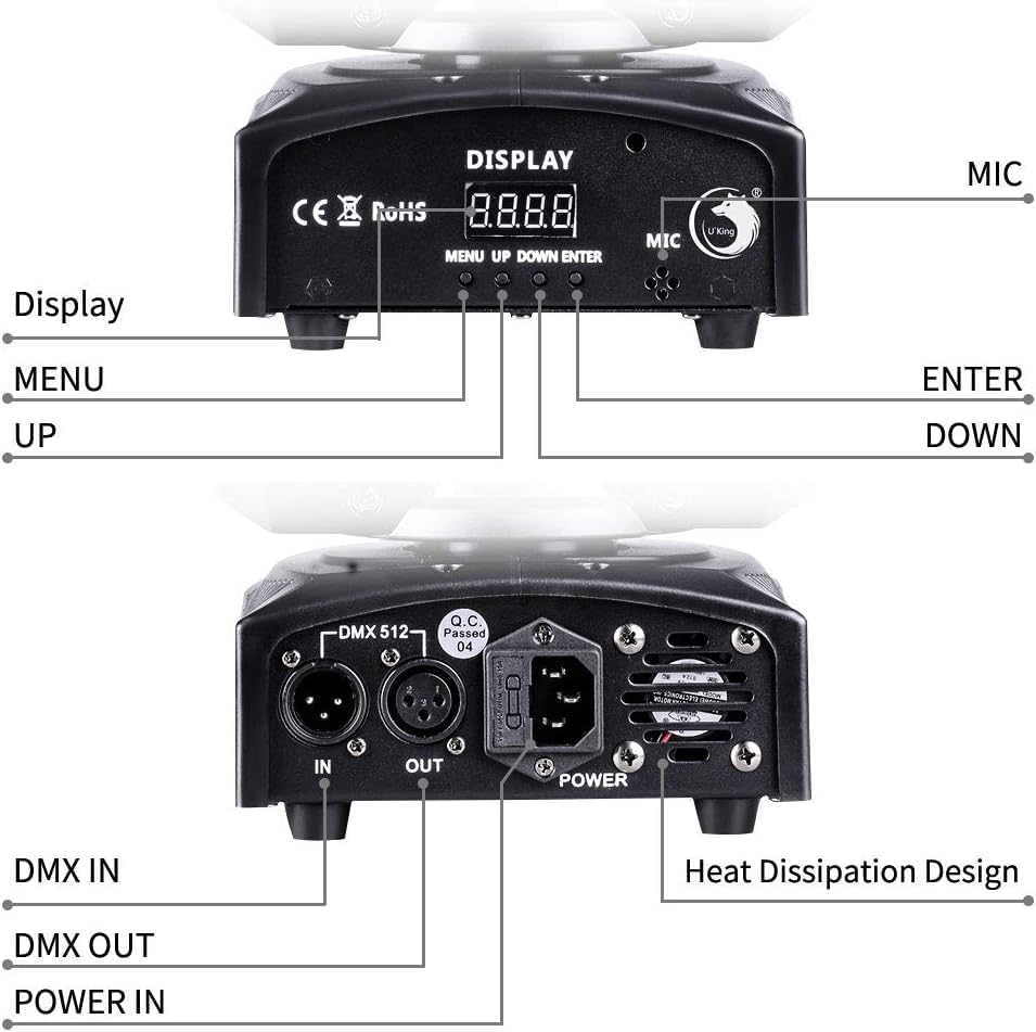 U`King 50W LED Moving Head Light with Remote 8 GOBO 8 Pattern Spotlight by DMX Controlled 11 Channel for Disco Club Party Stage Lighting Shows