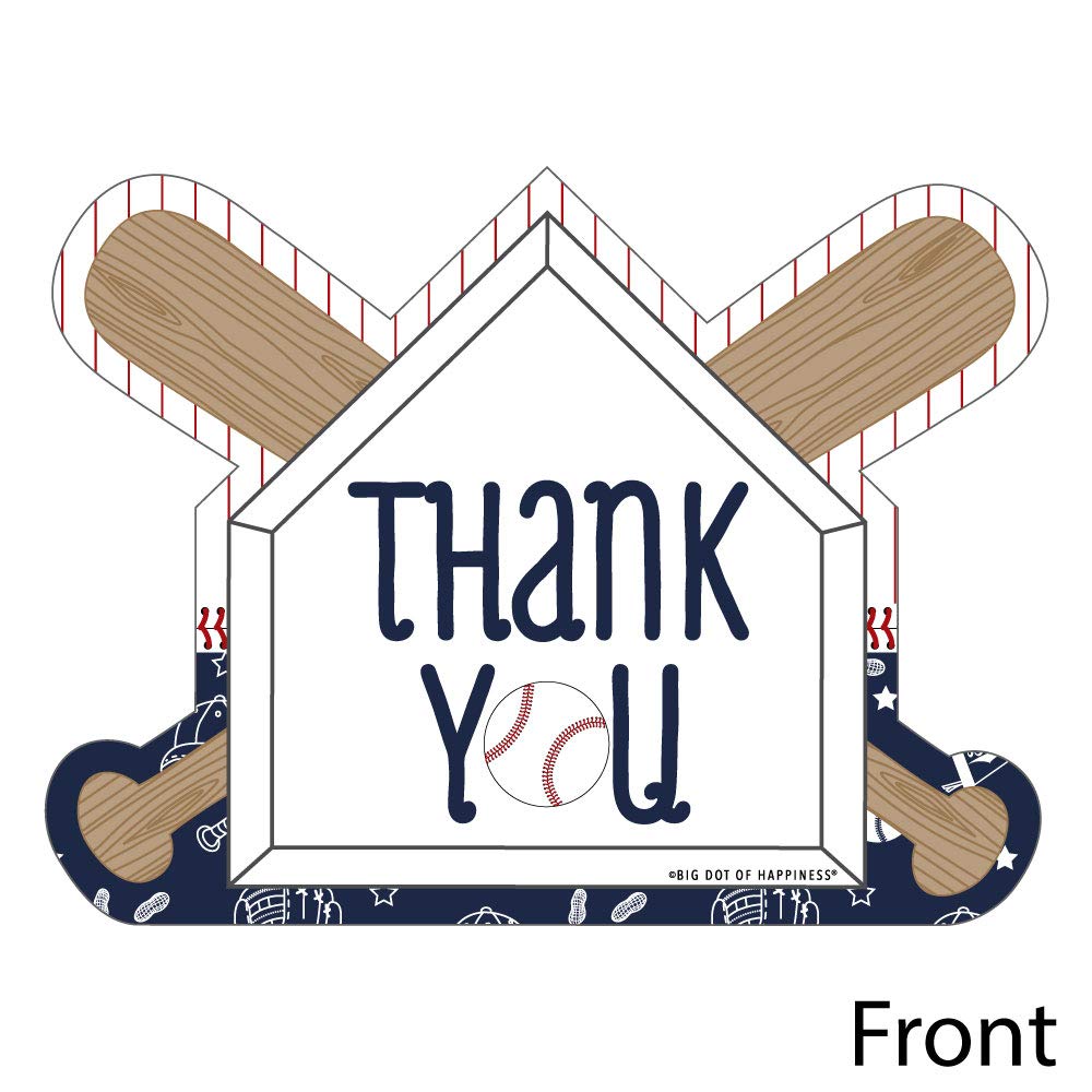 Big Dot of Happiness Batter Up - Baseball - Shaped Thank You Cards - Baby Shower, Birthday Party Thank You Note Cards with Envelopes - Set of 12
