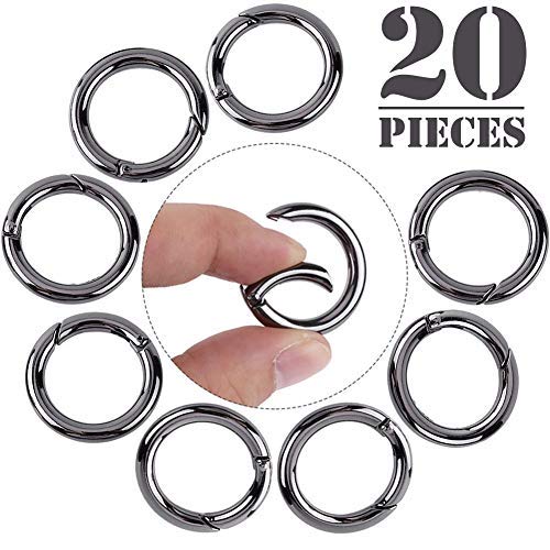 Onwon 20 Pieces Carabiners Rings - Zinc Alloy Round Carabiner Loaded Gate Clips Spring Snap Hook Locking Carabiners Keychain Keyring Buckle