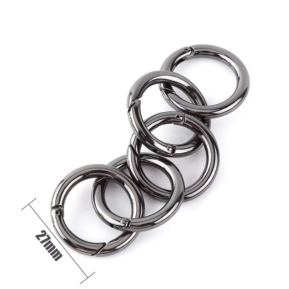 Onwon 20 Pieces Carabiners Rings - Zinc Alloy Round Carabiner Loaded Gate Clips Spring Snap Hook Locking Carabiners Keychain Keyring Buckle