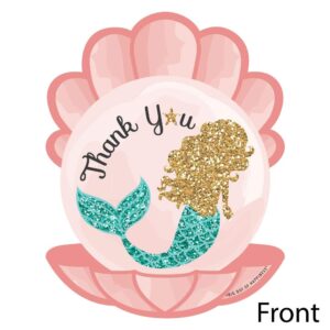 Big Dot of Happiness Let's Be Mermaids - Shaped Baby Shower, Birthday Party Thank You Note Cards with Envelopes - Set of 12