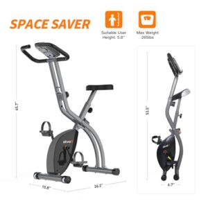ATIVAFIT Exercise Bike Foldable Fitness Indoor Stationary Bike Magnetic 3 in 1 Upright Recumbent Exercise Bike for Home Workout (Grey)