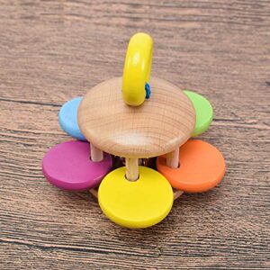 Toyfun Baby Rattle Set 4 Pack Colorful Wooden Educational Grasping Rattle for Newborn Montessori Hand Bell Toy Suitable from Birth