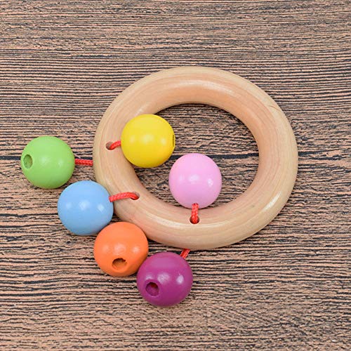 Toyfun Baby Rattle Set 4 Pack Colorful Wooden Educational Grasping Rattle for Newborn Montessori Hand Bell Toy Suitable from Birth