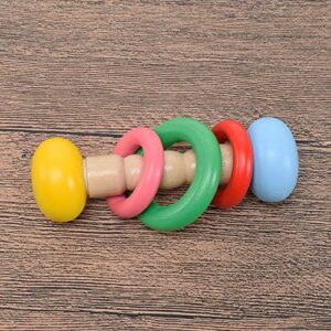 Toyfun Baby Rattle Set 4 Pack Colorful Wooden Educational Grasping Rattle for Newborn Montessori Hand Bell Toy Suitable from Birth