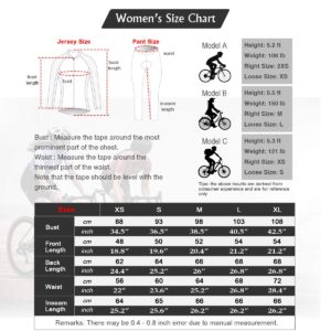 Mysenlan Women's Cycling Long Sleeve Breathable Jersey Set 3D Padded Long Pants Bike Shirt Bicycle Tights Clothing Black