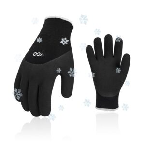 vgo... 5-pairs freezer winter work gloves, double lining rubber latex coated for outdoor heavy duty work (size m, black, rb6032)