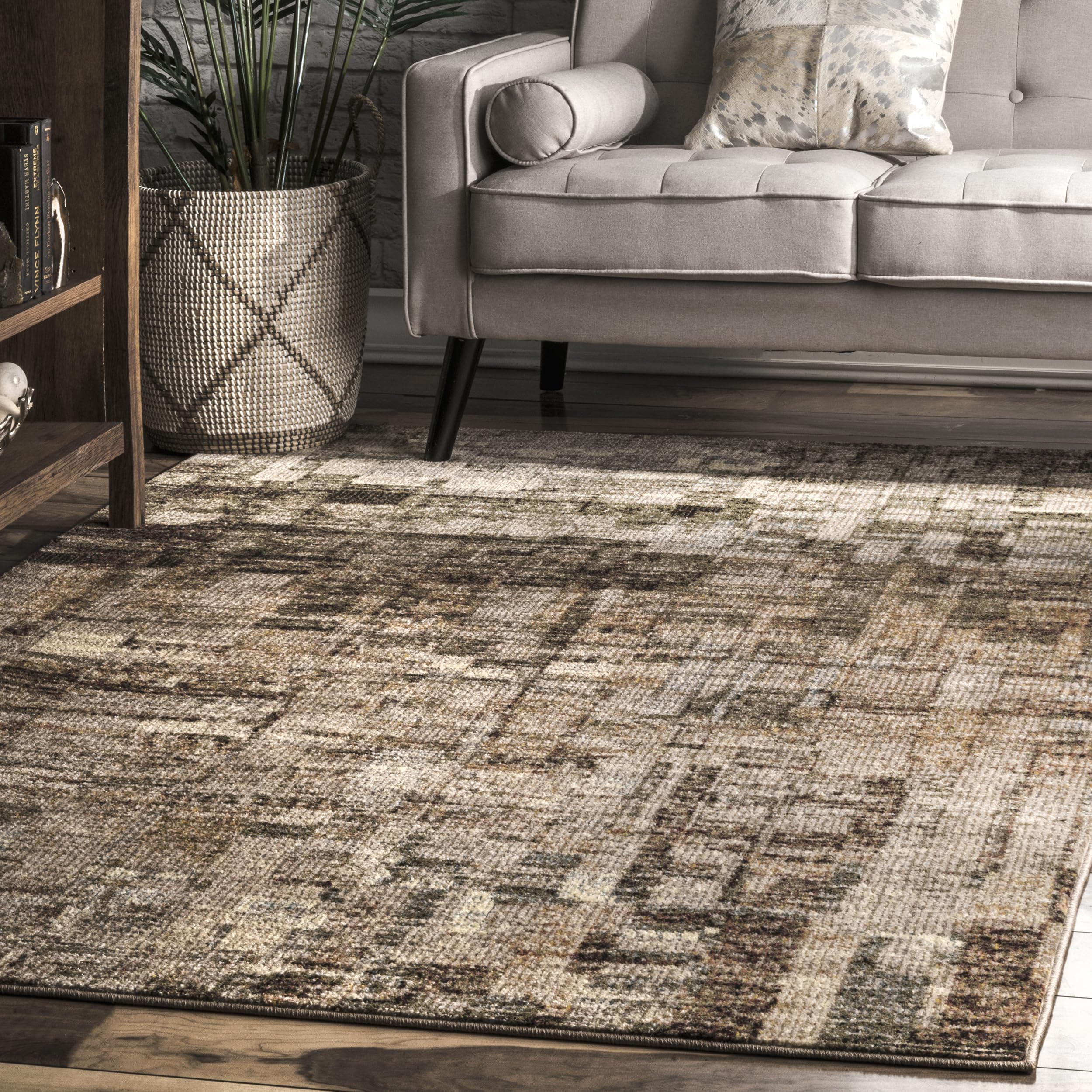 nuLOOM Contemporary Abstract Lilly Area Rug, 5x8, Brown