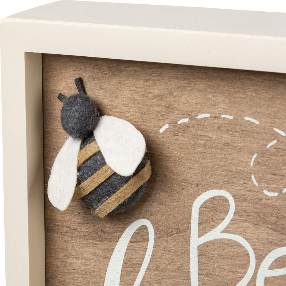 Primitives by Kathy Home Décor Bee Happy Wooden Inset Sign: Great for housewarming, gift, or any kitchen or living room