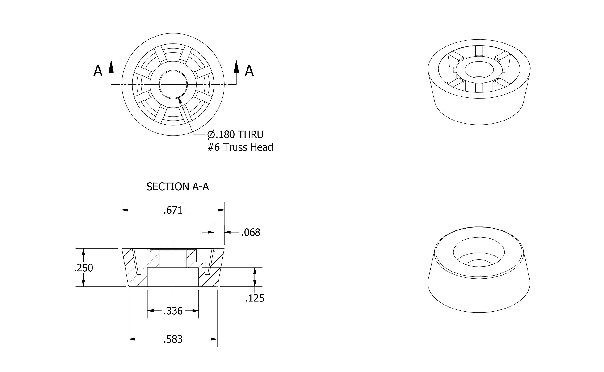 250 Small Round Rubber Feet W/Screws - .250 H X .671 D - Made in USA - Food Safe Cutting Boards Electronics Crafts #