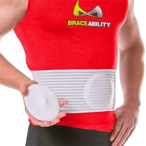 braceability hernia belt for men & women | stomach truss binder with compression support pad for abdominal, umbilical, navel & belly button hernias (5", large/x-large)