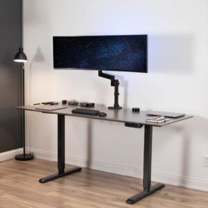 VIVO Premium Aluminum Tall Extended Monitor Arm for Ultrawide Monitors up to 49 inches and 33 lbs, USB Single Desk Mount Stand, Pneumatic Height Adjust, Max VESA 100x100, Black, STAND-V101GTU