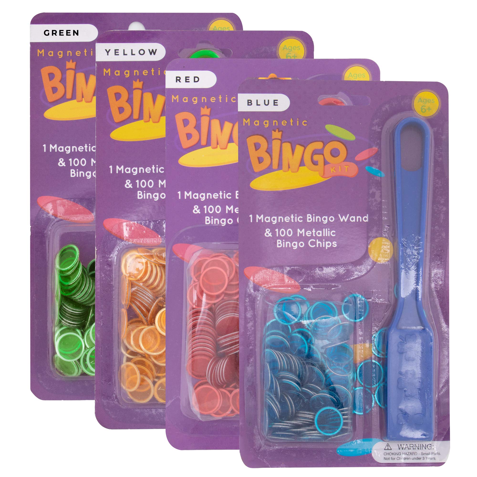 Magnetic Bingo Wands and Translucent Chips|Easy to Pick Up Bingo Chips|STEM Kits for Learning, Counting|Multi Color 400 Chips