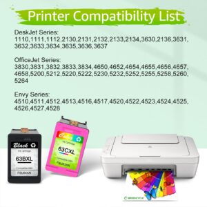 greencycle Re-Manufactured 63XL 63BXL Black Ink Cartridge Compatible for HP Envy 4520 4510 OfficeJet 4650 4658 3830 5255 5258 DeskJet 1110 2130 2136 3636, with New Version chip (Black, 1 Pack)