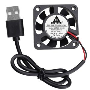 GDSTME 40mm USB Fan for VR Gear, Aquarium, Roku, Router, Raspberry Pi, Cosplay, Helmet Cooling Ventilation