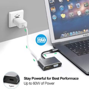 USB C to 4K HDMI VGA Adapter CLDAY 4-in-1 Hub USB 3.0 OTG Charging Power PD Port Compatible for MacBook Pro/Dell XPS/Samsung Galaxy…