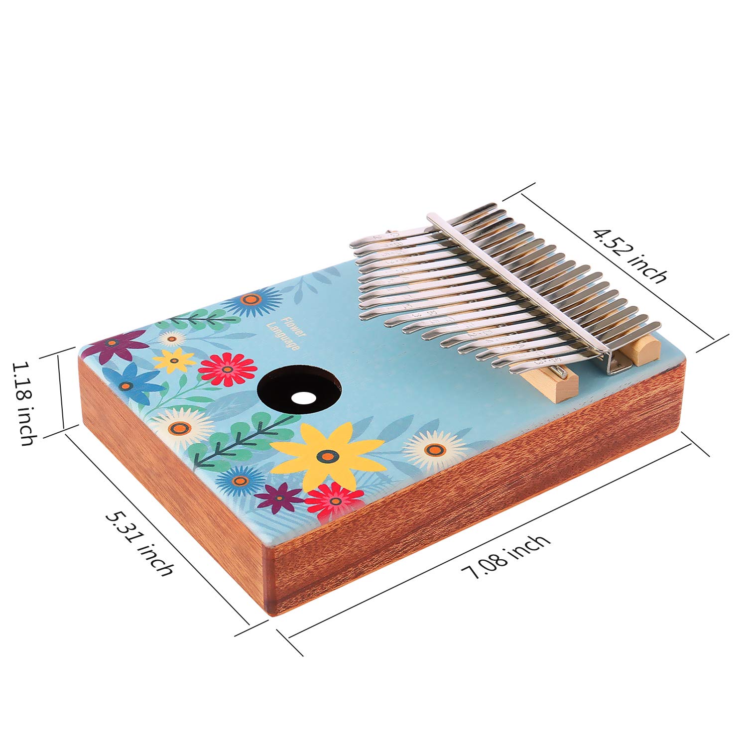 Kalimba 17 key Thumb Piano Finger Piano with Cloth Tuning Kit Hammer, Study Instruction Song Book, Hot Gift for Christmas Birthday Gifts for Kids, Children, Girlfriend (Full Bloom)