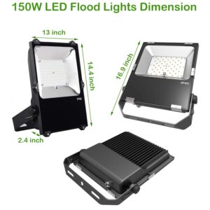 Outdoor 150W LED Flood Lights, IP65 Waterproof 5000K Daylight 28000lm, 350W-450W MH/HPS Equivalent, Outdoor Security Floodlights for Garden, Yard, Home, Backyard, Patio ETL DLC