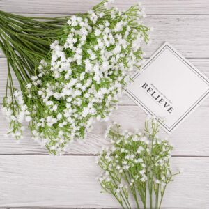 Yunuo Artificial White Baby Breath/Gypsophila Silk White Flowers 12 PCS Wedding Home Party Decor Gift (White)