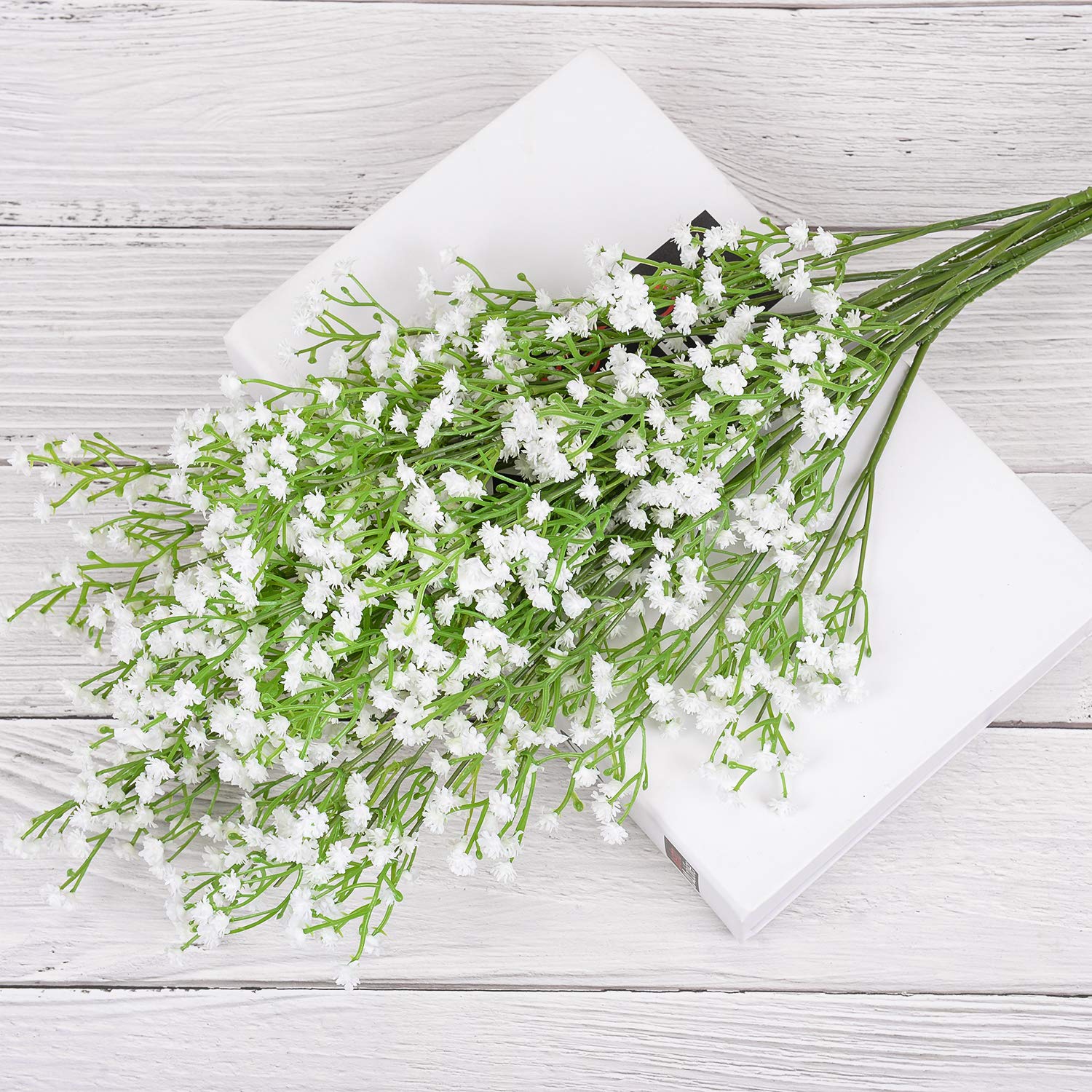 Yunuo Artificial White Baby Breath/Gypsophila Silk White Flowers 12 PCS Wedding Home Party Decor Gift (White)