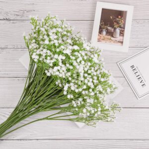 Yunuo Artificial White Baby Breath/Gypsophila Silk White Flowers 12 PCS Wedding Home Party Decor Gift (White)