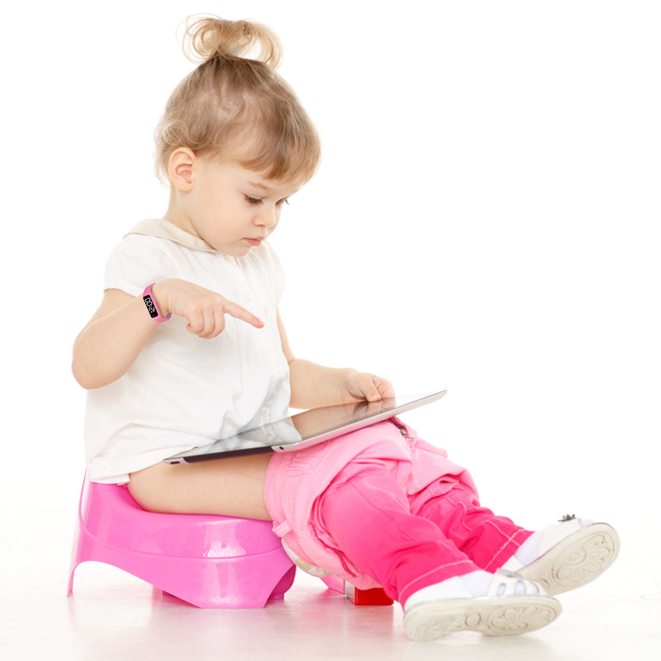 ABC123 Potty Training Watch - Baby Reminder Water Resistant Timer for Toilet Training Kids & Toddler (Pink)