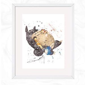 My Neighbor Cat, Mei, and sister Sleeping Prints, Anime Watercolor, Nursery Wall Poster, Holiday Gift, Kids and Children Artworks, Digital Illustration Art