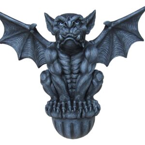 DWK - Castle Guardian - Large Indoor Outdoor Medieval Gargoyle Statue Architectural Wall Mounted Hanging Halloween Gothic Home Décor Accent, Stone Finish, 20-inch