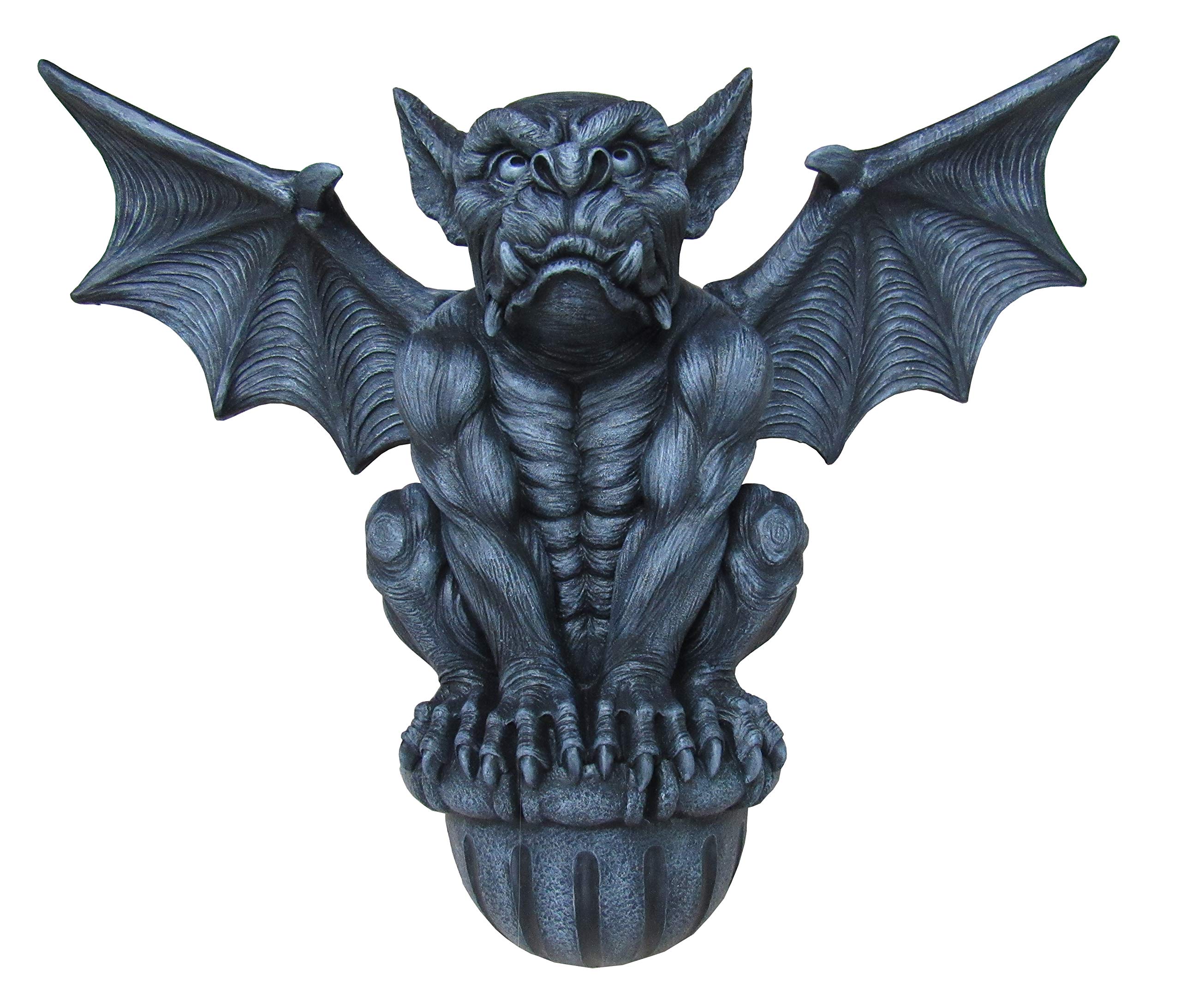 DWK - Castle Guardian - Large Indoor Outdoor Medieval Gargoyle Statue Architectural Wall Mounted Hanging Halloween Gothic Home Décor Accent, Stone Finish, 20-inch