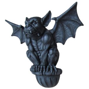 DWK - Castle Guardian - Large Indoor Outdoor Medieval Gargoyle Statue Architectural Wall Mounted Hanging Halloween Gothic Home Décor Accent, Stone Finish, 20-inch