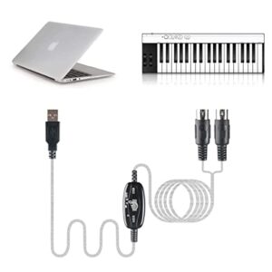 TENINYU USB to MIDI Cable Converter 2 in 1 PC to Synthesizer Music Studio Keyboard Interface Wire Plug Controller Adapter Cord 16 Channels Supports Computer Laptop Windows and Mac