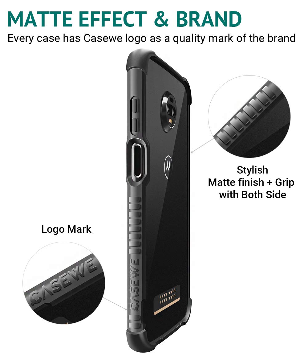 Casewe - Motorola Moto Z3 / Z3 Play Protective Flexible Bumper Case Cover/Compatible with Moto Mods - All Matte Black