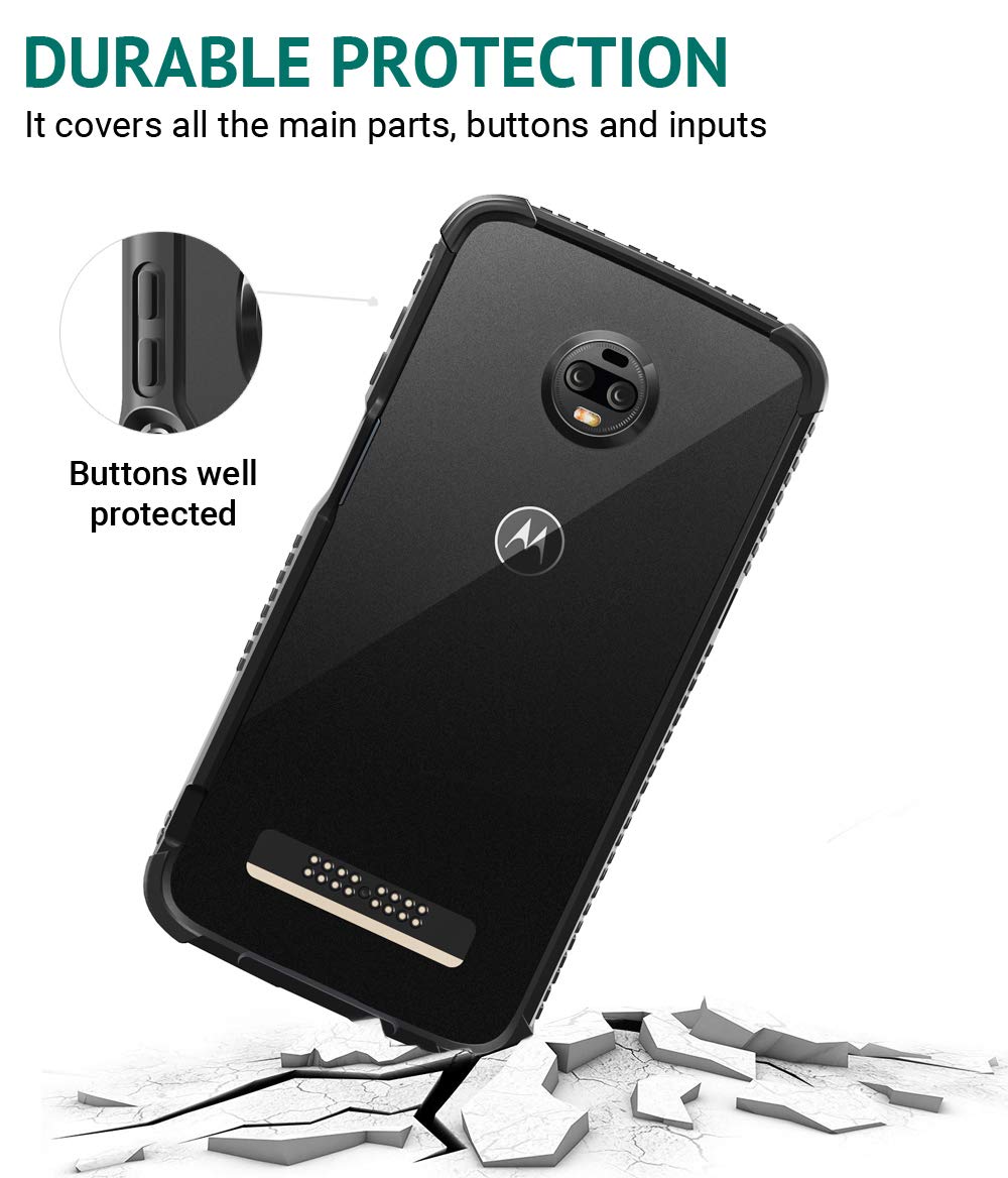 Casewe - Motorola Moto Z3 / Z3 Play Protective Flexible Bumper Case Cover/Compatible with Moto Mods - All Matte Black