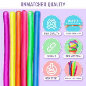 BUNMO Super Sensory Stretchy Strings 6pk | Calming & Textured Monkey Stretch Noodles | Sensory Toys for Autistic Children | Stress Relief & Anxiety Toys for Kids | Hours of Fun for Kids (Smooth)