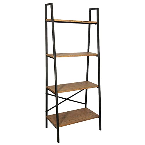 Blissun Ladder Shelf, 4-Tier Bookshelf, Storage Rack Shelf for Office, Bathroom, Living Room, Hazelnut Brown