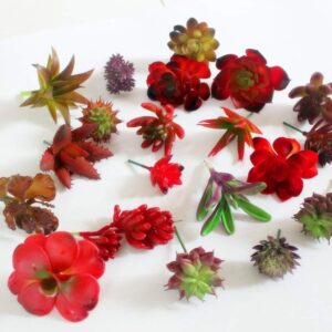 fabseller 12pcs artificial succulent plants mixed fake unpotted succulents faux flowers for diy wall home indoor garden decoration (red/purple, random send)