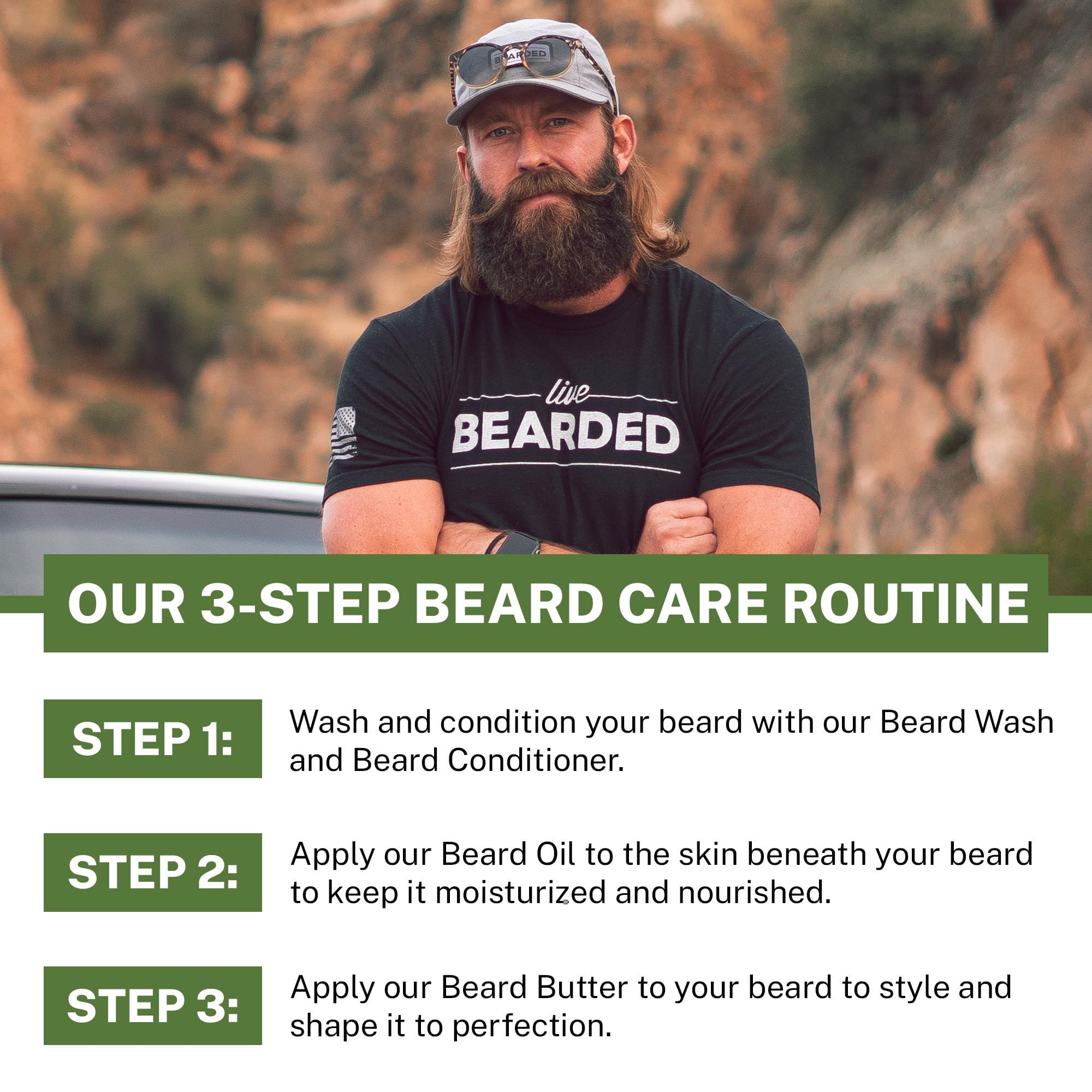 Live Bearded: Beard Butter, Made in USA - Executive, 3oz - Beard Leave in Conditioner Beard Care, All-Natural Beard Softener with Shea Butter