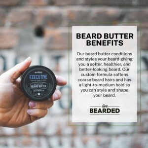 Live Bearded: Beard Butter, Made in USA - Executive, 3oz - Beard Leave in Conditioner Beard Care, All-Natural Beard Softener with Shea Butter