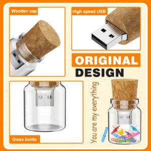 Thumb Drive 64GB Flash Drive Gift Bottle USB 2.0 Stick, Kepmem Glass Cover Jump Drive Cork Memory Sticks 64 GB, Cute Pendrive Cool Jar Zip Drive for Data Storage