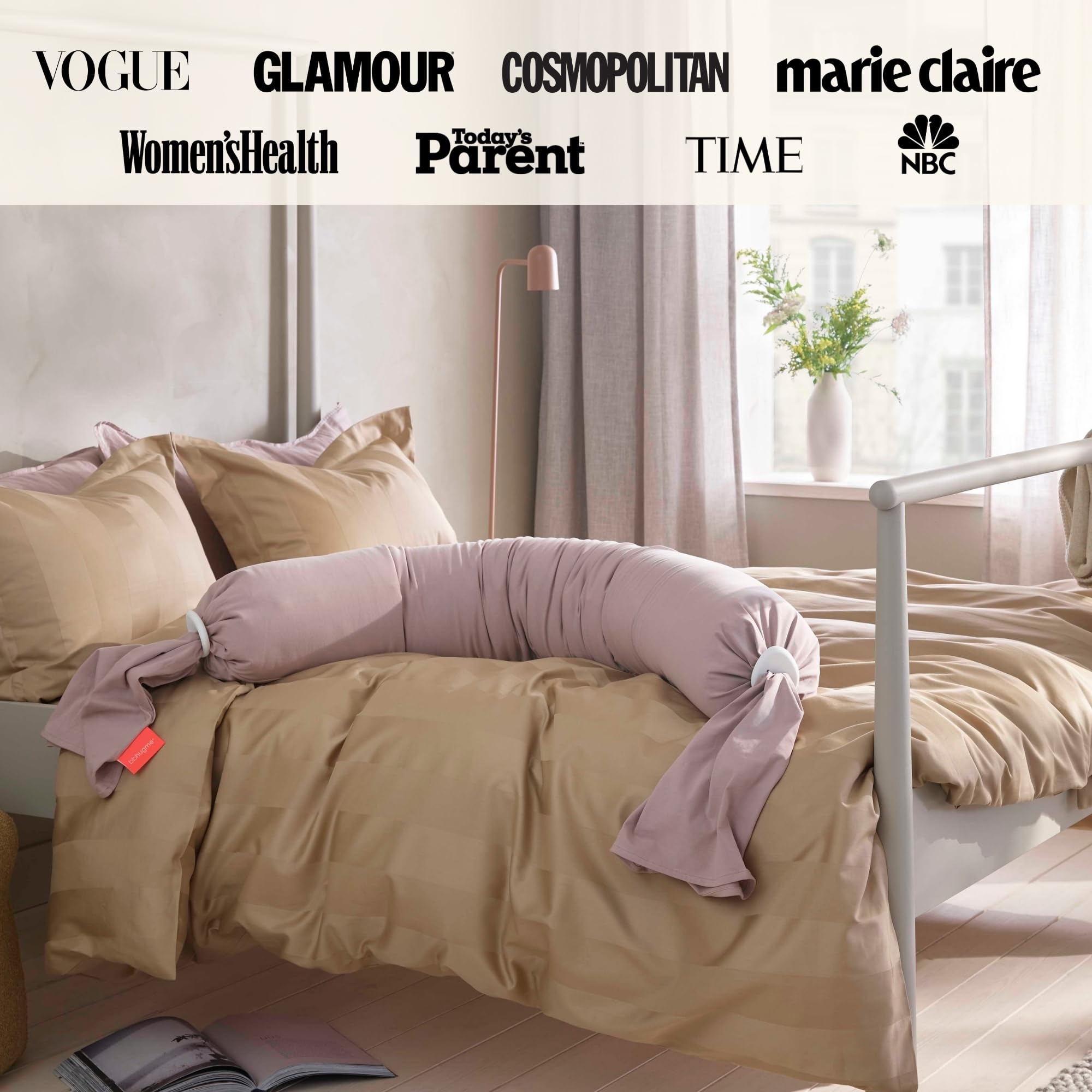 bbhugme Adjustable Pregnancy Pillow – Full Body Support for Side Sleeping - Adjustable Firmness and Shape - Supports Back, Legs, Belly, HIPS for Pregnant Women - Removable Cover - Dusty Pink