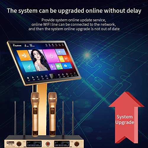 DIANXUN Karaoke Player with Wireless Microphone, 22'' Capacitive Touch Screen Intelligent Voice Keying Machine Real-time Score, Professional Karaoke System fit for KTV Bar Home Party