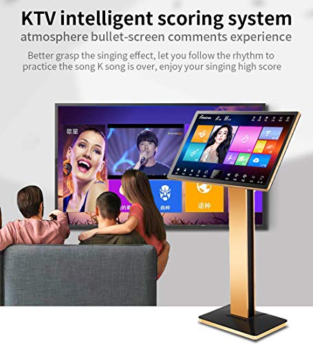 DIANXUN Karaoke Player with Wireless Microphone, 22'' Capacitive Touch Screen Intelligent Voice Keying Machine Real-time Score, Professional Karaoke System fit for KTV Bar Home Party