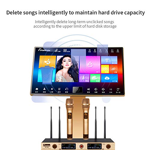 DIANXUN Karaoke Player with Wireless Microphone, 22'' Capacitive Touch Screen Intelligent Voice Keying Machine Real-time Score, Professional Karaoke System fit for KTV Bar Home Party