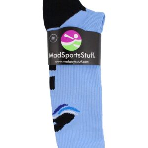 MadSportsStuff Swimmer Logo Athletic Crew Socks (Columbia Blue/Black, Small)